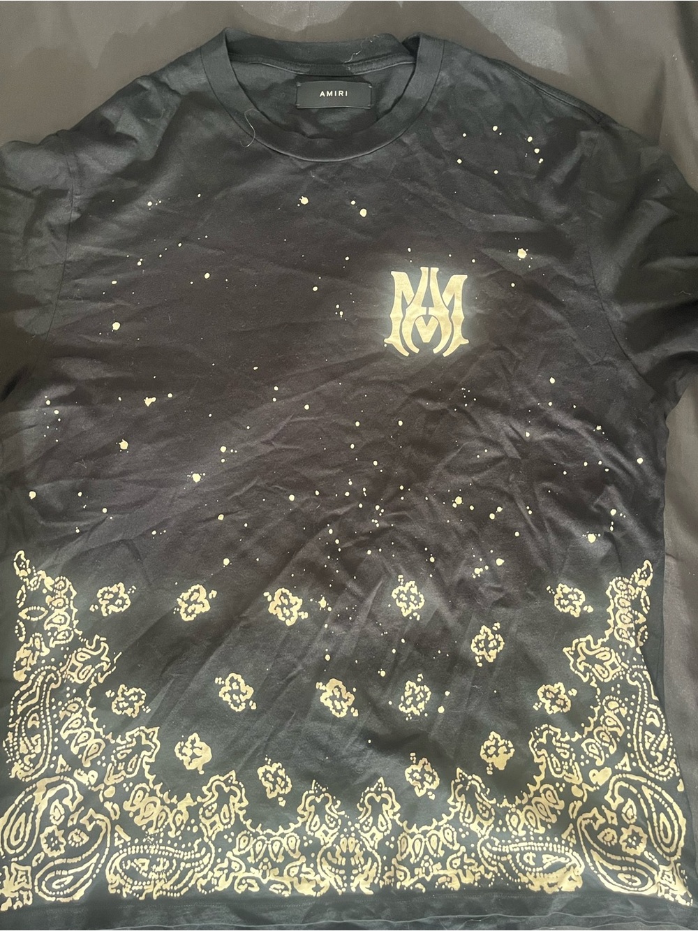 AMIRI Black T-shirt with Small Gold Tag Detail